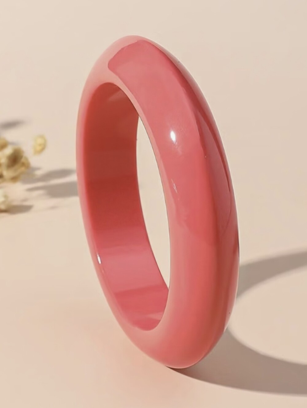 NWOT Salmon Pink Acrylic Bangle Bracelet 2 7/8" Inside Diameter